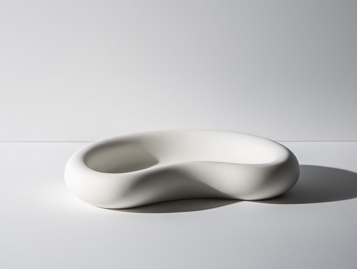 Minimalist Pea Moon Plaster Storage Tray – White Cream  Home Decor