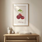 Retro Red Cherry Illustration Poster