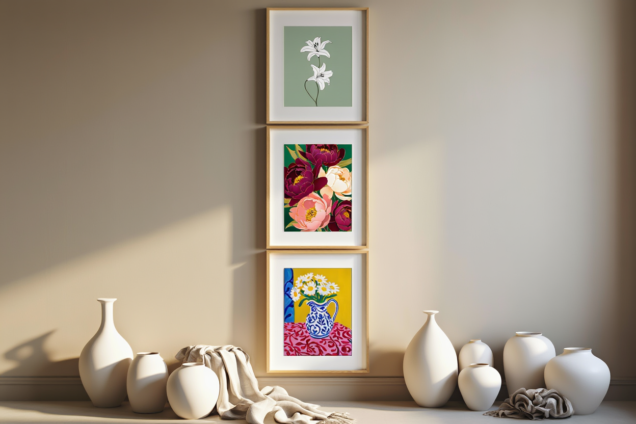 Floral Harmony – 3 Botanical Art Prints