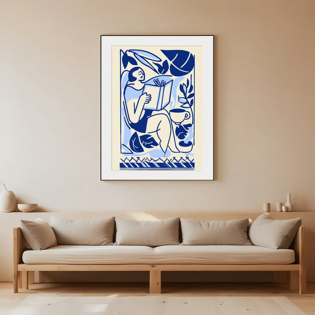 Santorini Silence – Blue & White Mediterranean Print