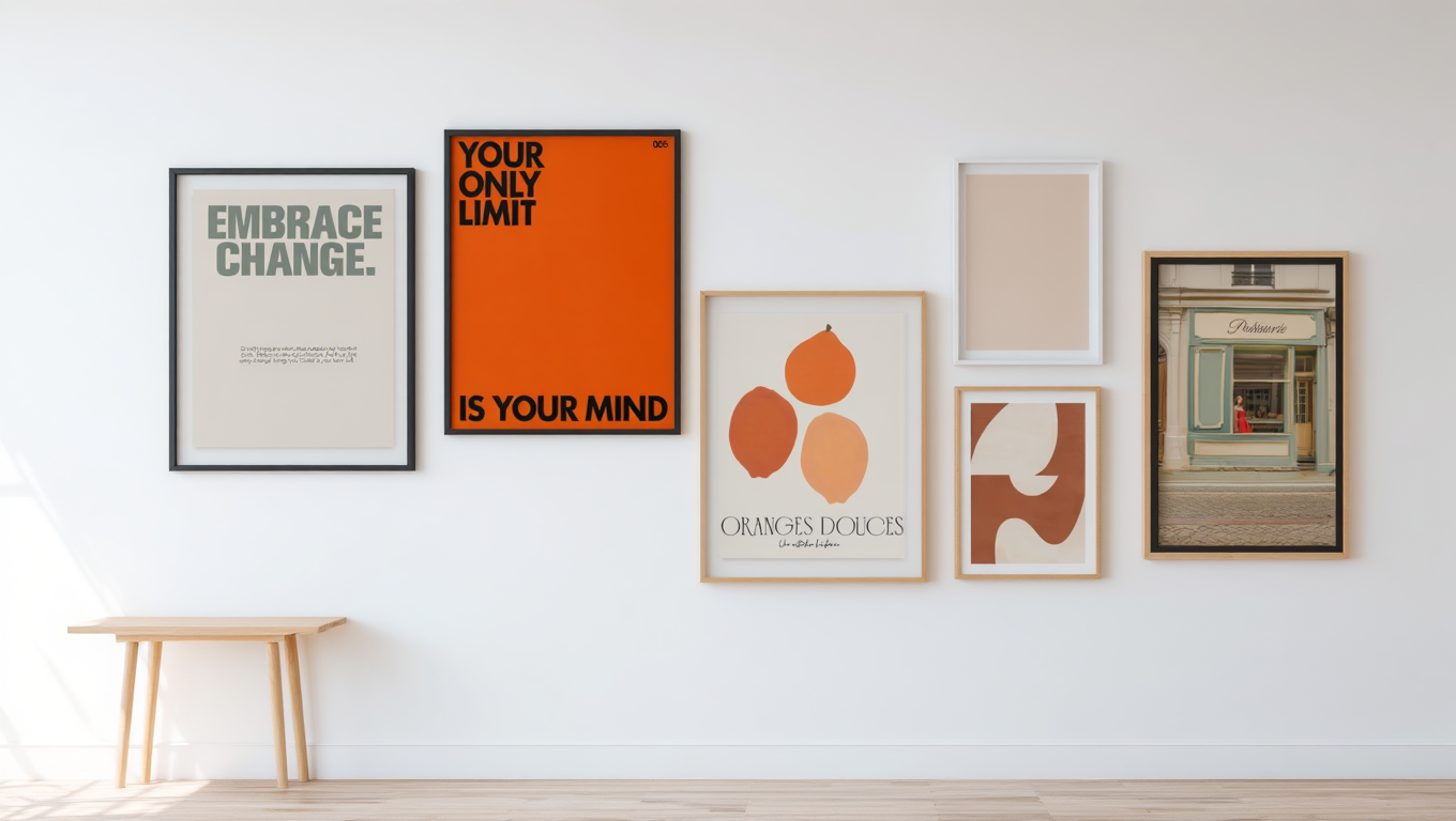 Geometric Abstract in Orange Tones – 5 Modern Wall Art Prints