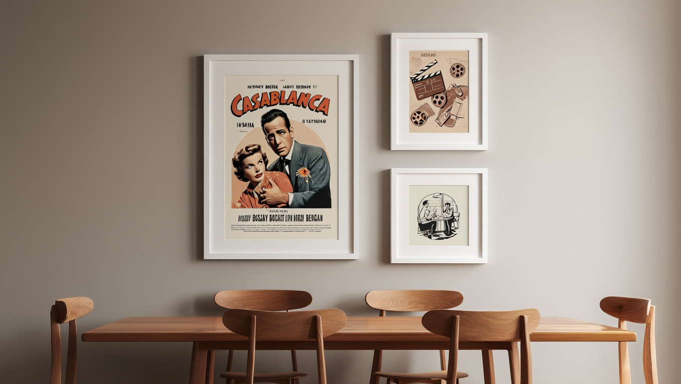 Cinematic Dining – 3-Piece Vintage Movie Art Set