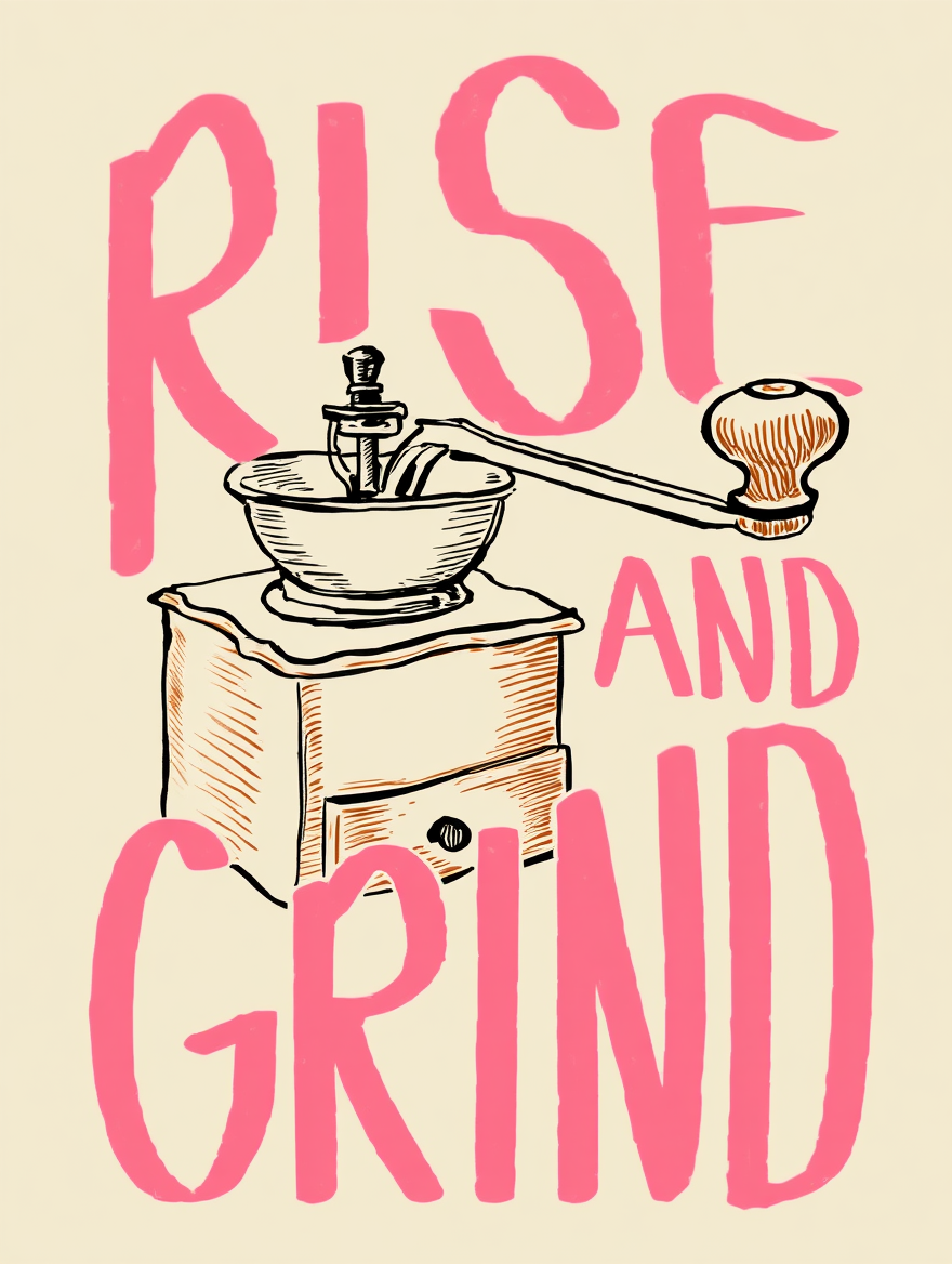 Rise and Grind – Coffee Typography Print