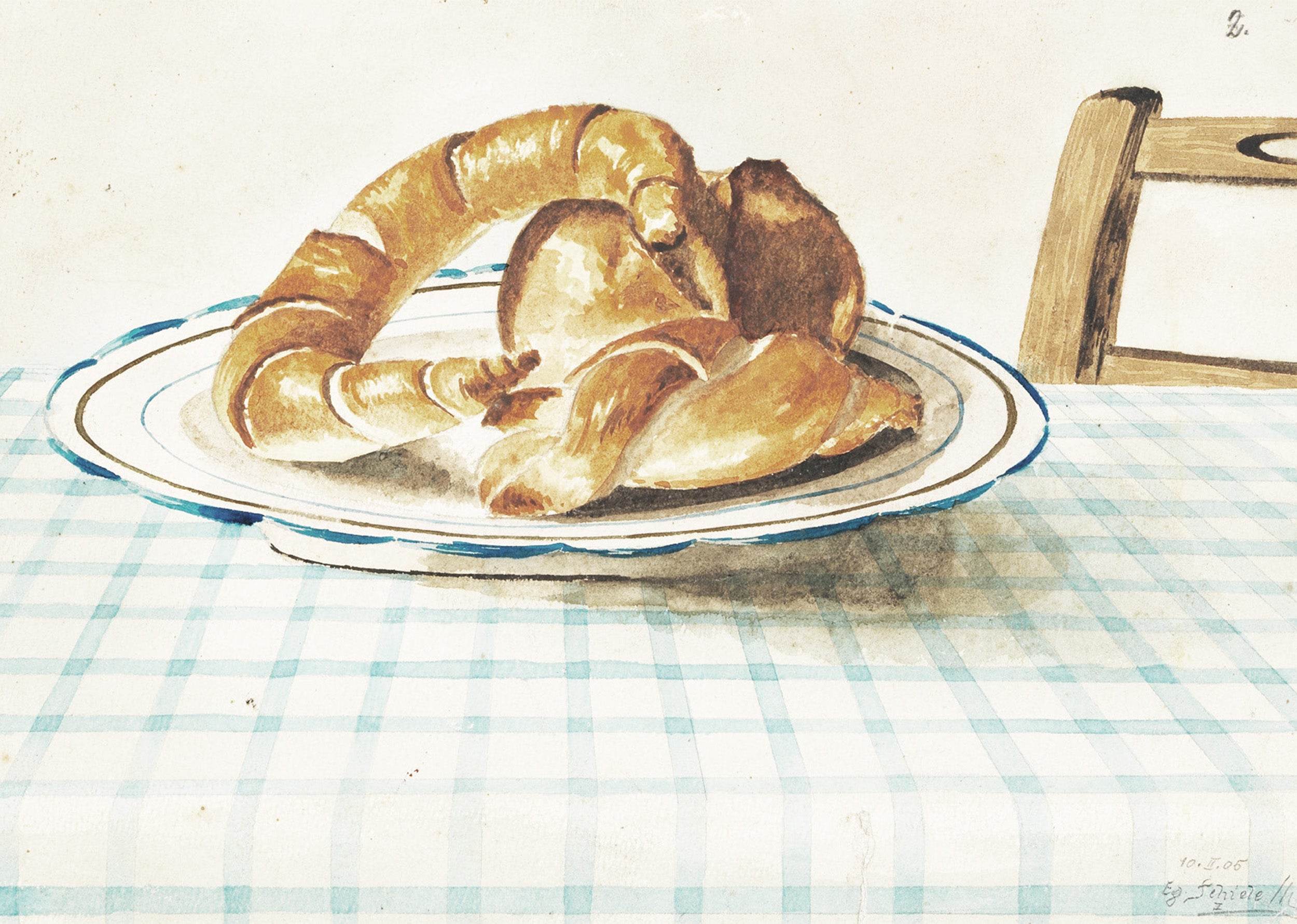 Egon Schiele - Still Life with Plate of Pastries - Hakyarts