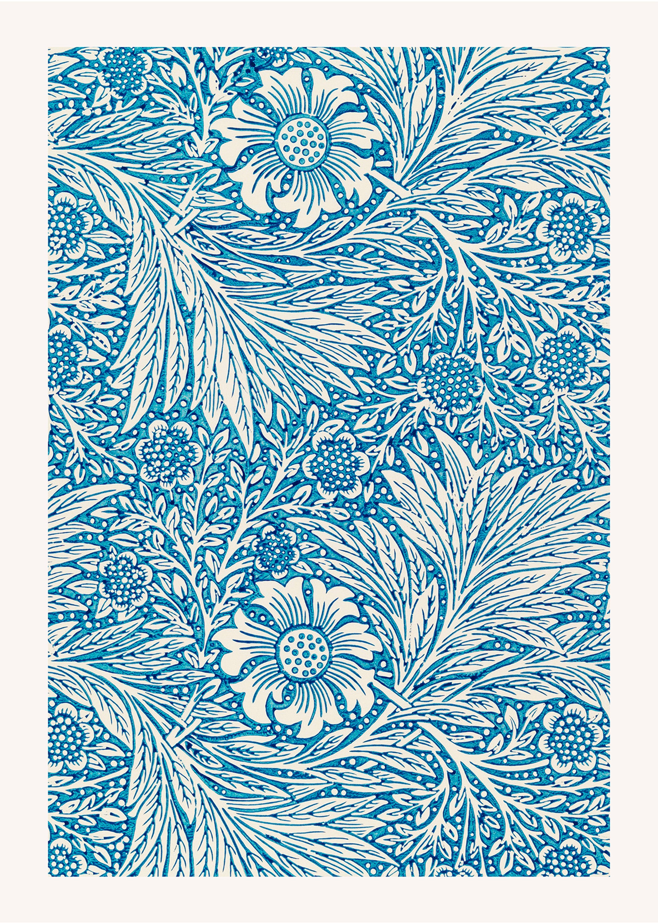 Turquoise Fragments  Textured Abstract Print in Blue