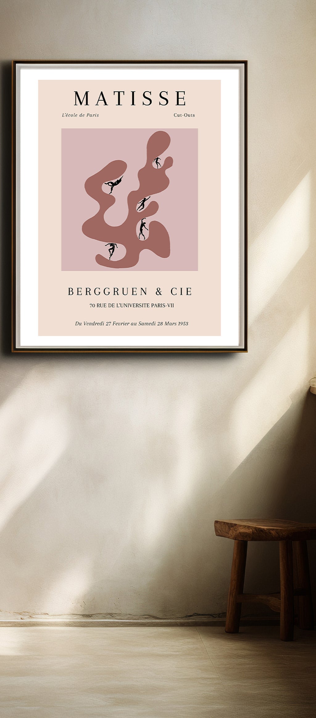 Traditional line drawing art print for home office wall