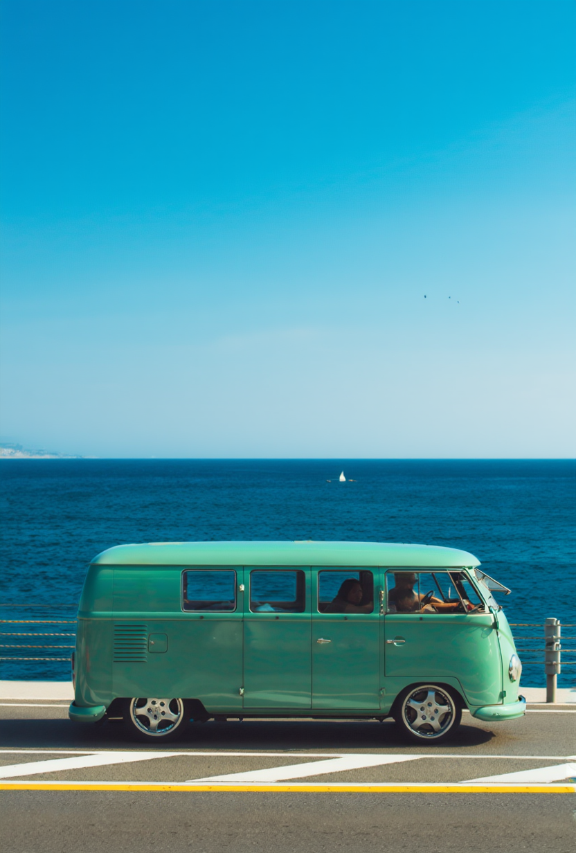 Blue Retro Car Poster