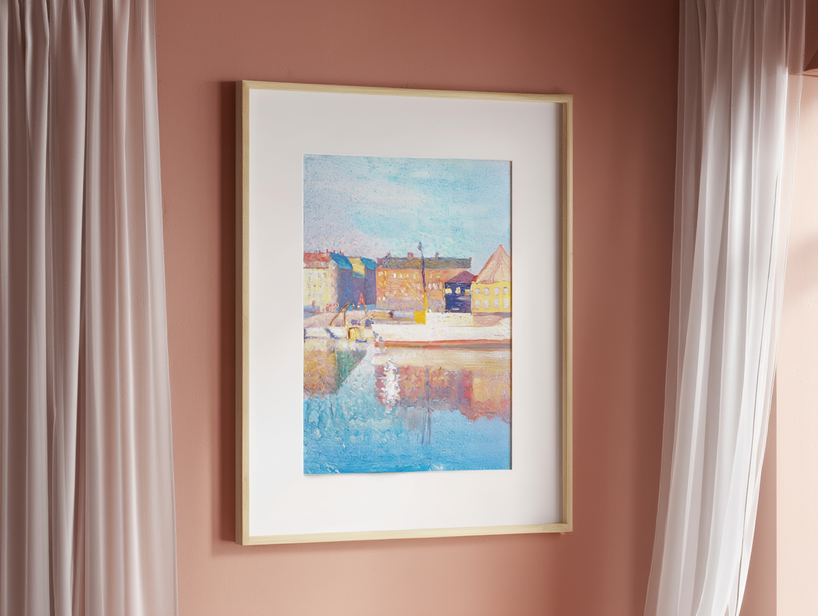 Edvard Weie – View of Nyhavn - Atmospheric Danish Modernist Landscape Print