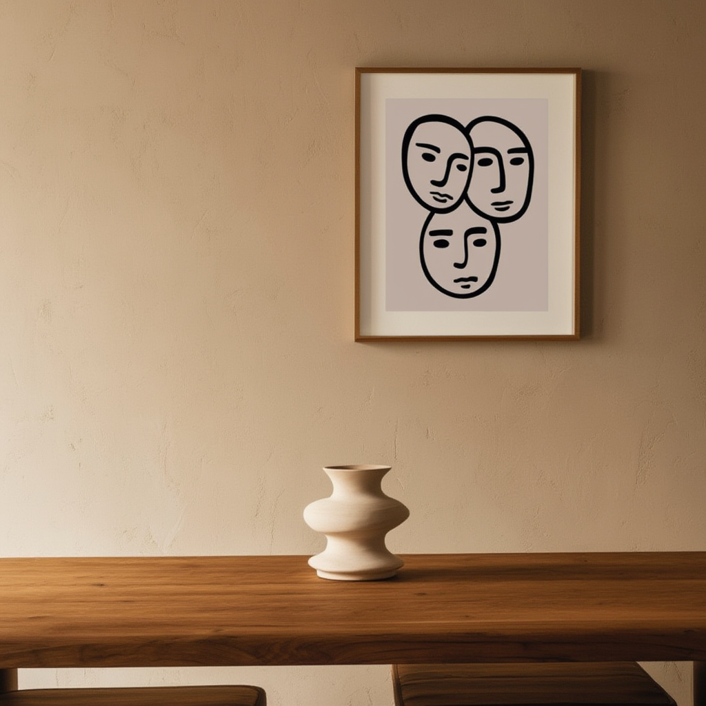 Modern Face Line Art Poster – Matisse Inspired Print for Wall Decor