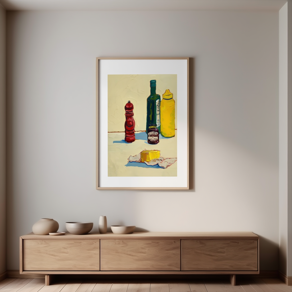 Olive Oil & Butter Table – Minimalist Culinary Art Print
