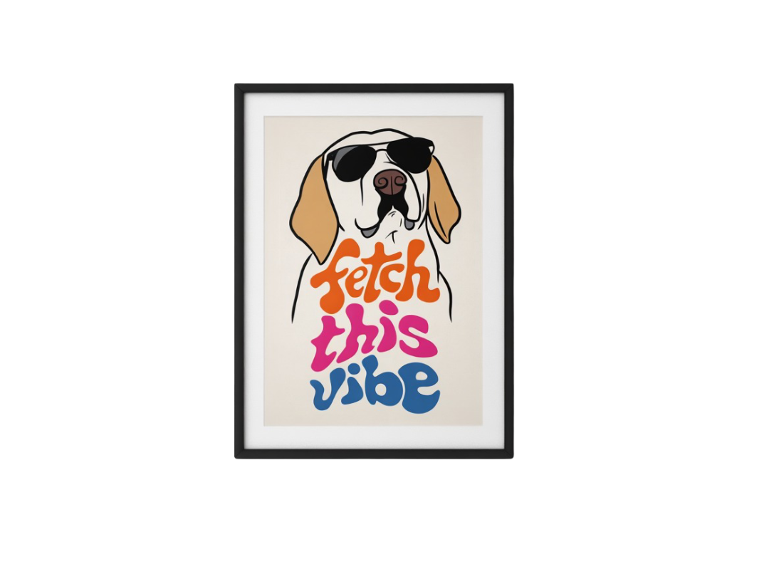 Colorful Flower & Funny Dog Quote Print – Rainbow Aesthetic Wall Art for Living Room or Fashion Studio