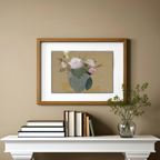 Roses in a Blue-Green Vase by Helene Schjerfbeck – Still Life Art Print - Hakyarts