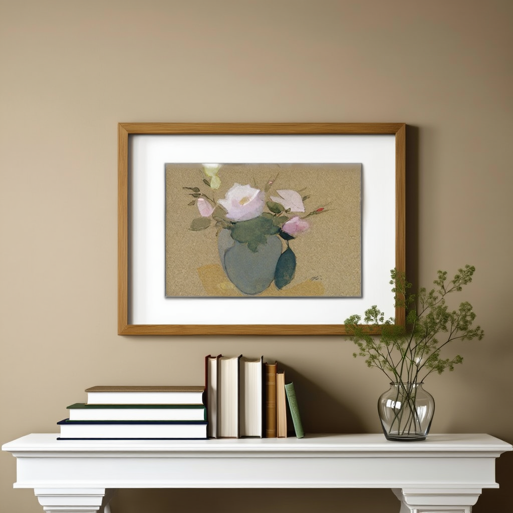 Helene Schjerfbeck - Roses in a Blue-Green Vase