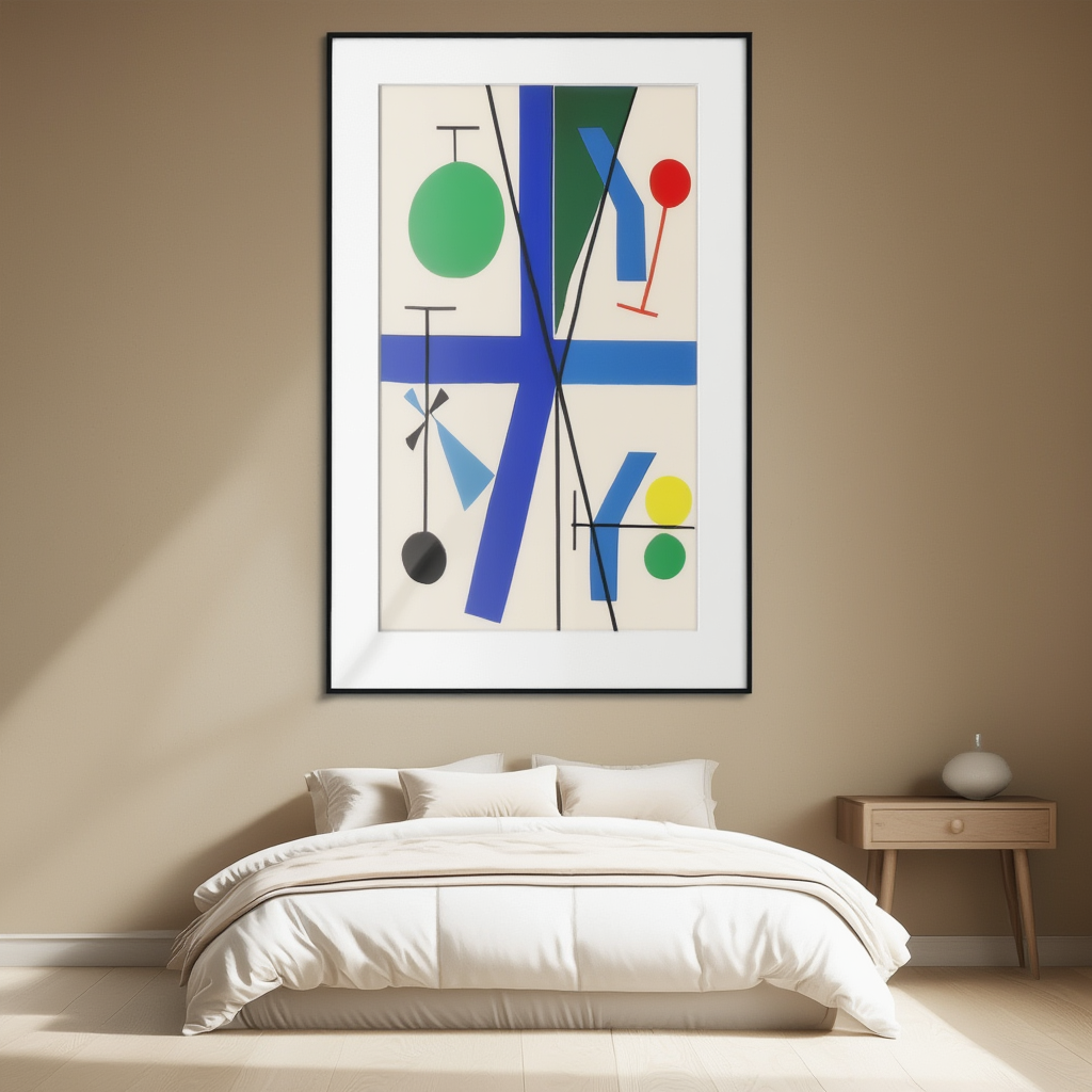 Four Spaces with Blue Broken Cross (2017) by Myriam Thyes – Contemporary Abstract Art Print