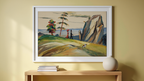 Barnevogne i et klippelandskab – August Macke Plakat | Vintage Ekspressionistisk Kunsttryk