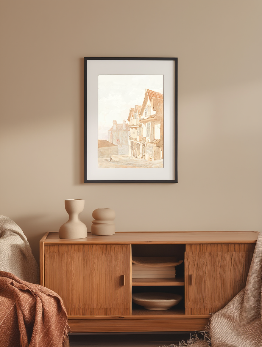 Street with Buildings by Robert Dixon – Architectural Cityscape Art Print