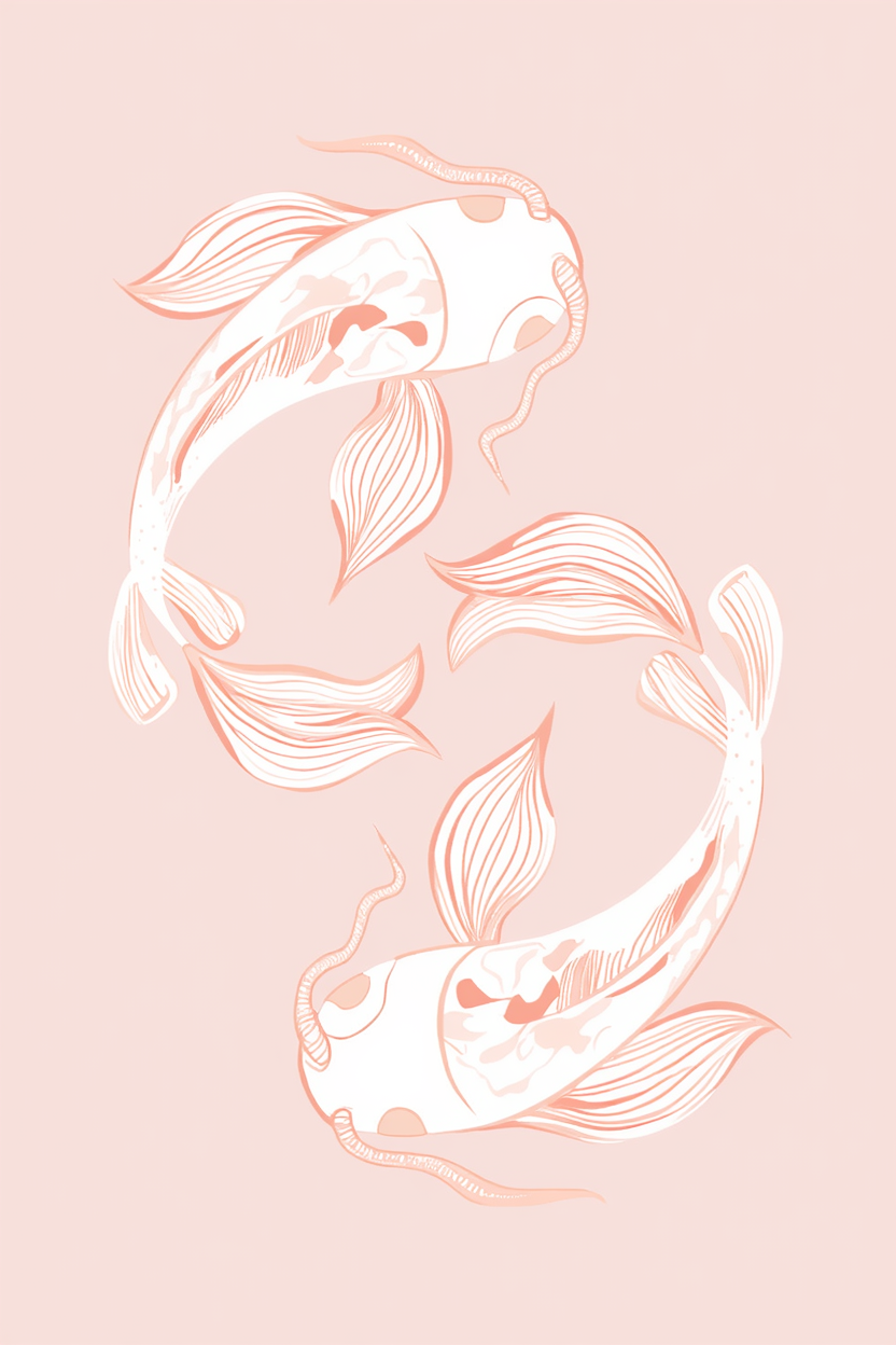 Pink Koi Fish – Elegant Minimalist Wall Art Print