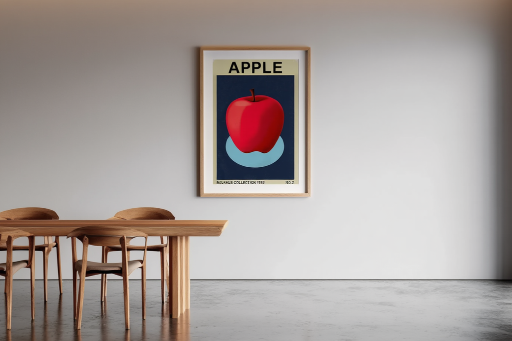 Bauhaus Apple Poster – Modern Geometric Wall Art Print