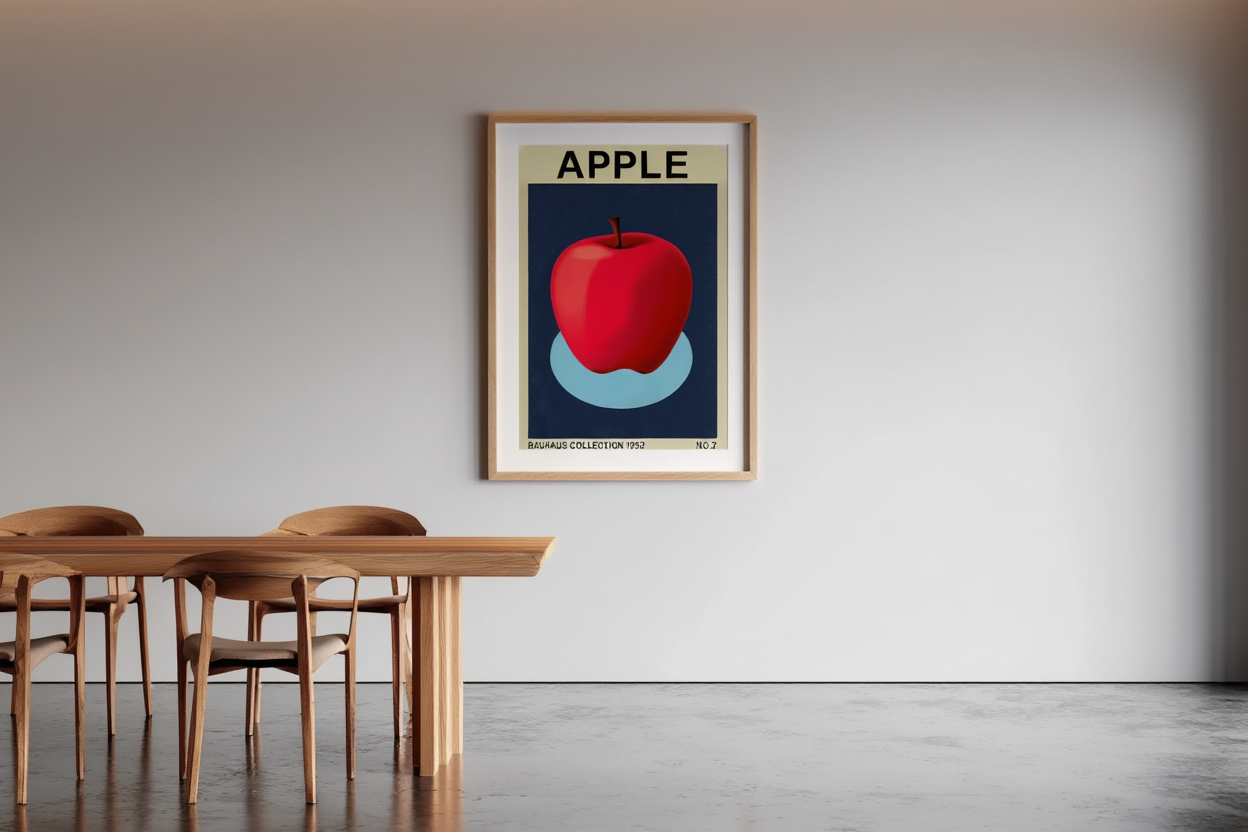 Bauhaus Apple Poster – Modern Geometric Wall Art Print