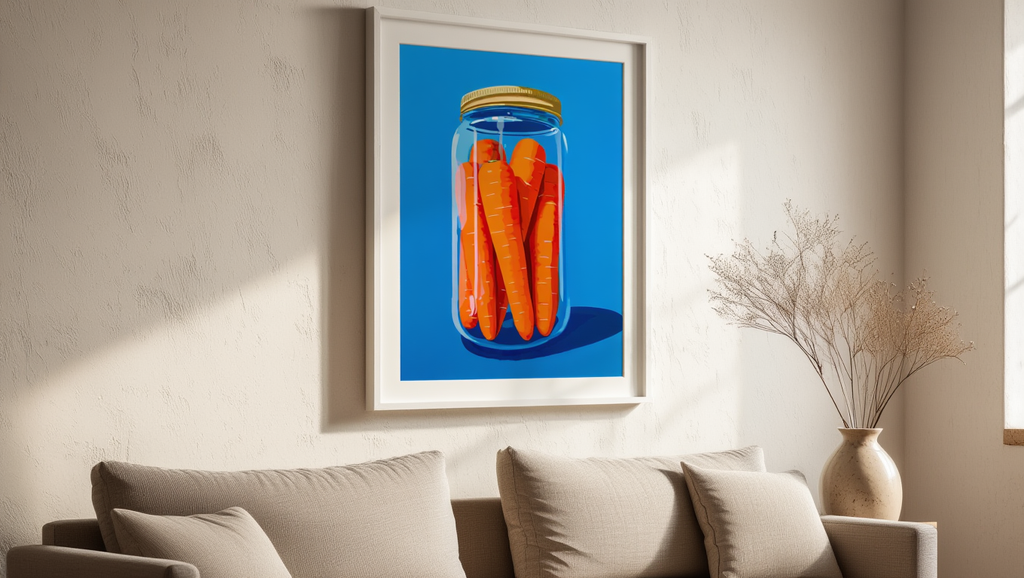Pop Art Carrots Jar – Vibrant Kitchen Wall Art Print