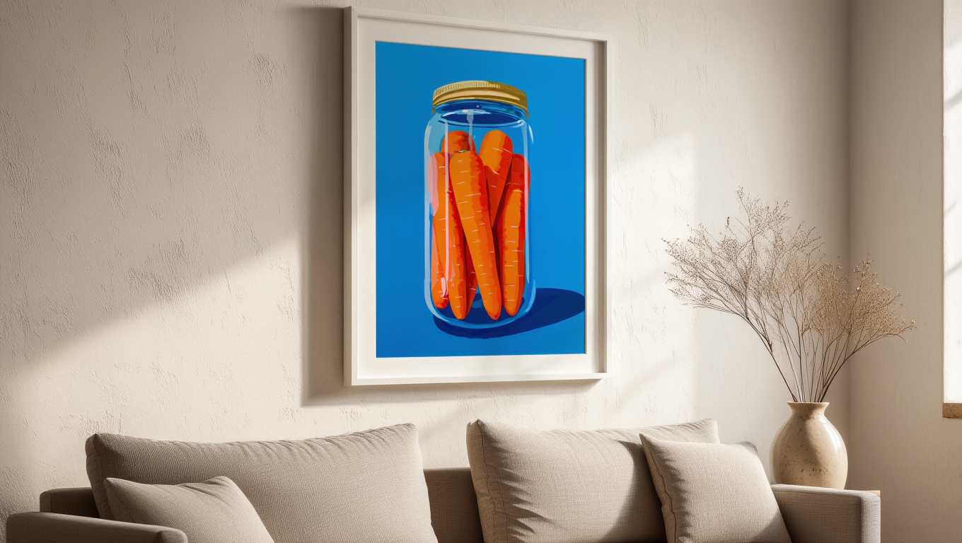 Pop Art Carrots Jar – Vibrant Kitchen Wall Art Print
