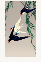 Swallow in Flight – Ohara Koson Poster | Japanese Nature Art Print - Hakyarts