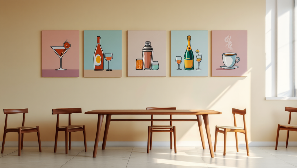 4-Piece Cocktail Bar Cart Art Set – Plus 1 Free Print