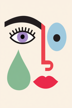Set of 4 Surreal Face Prints – Dream Echo, Fragmented Mind, Veiled Identity & Fluid Expression - Hakyarts