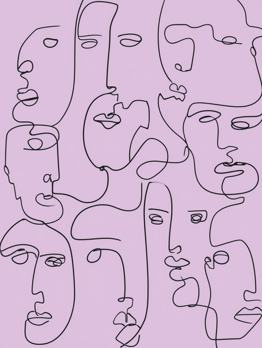 Set of 3 Abstract Faces Line Art Prints – Minimalist Modern Wall Art - Hakyarts