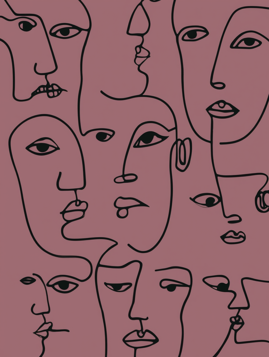 Set of 3 Abstract Faces Line Art Prints – Minimalist Modern Wall Art - Hakyarts