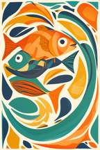Lisbon Sun Lemon Fish – Living Room Set of 4 Prints - Hakyarts