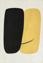 Monochrome Yellow Black Abstract Poster | Minimalist Contemporary Wall Art Print
