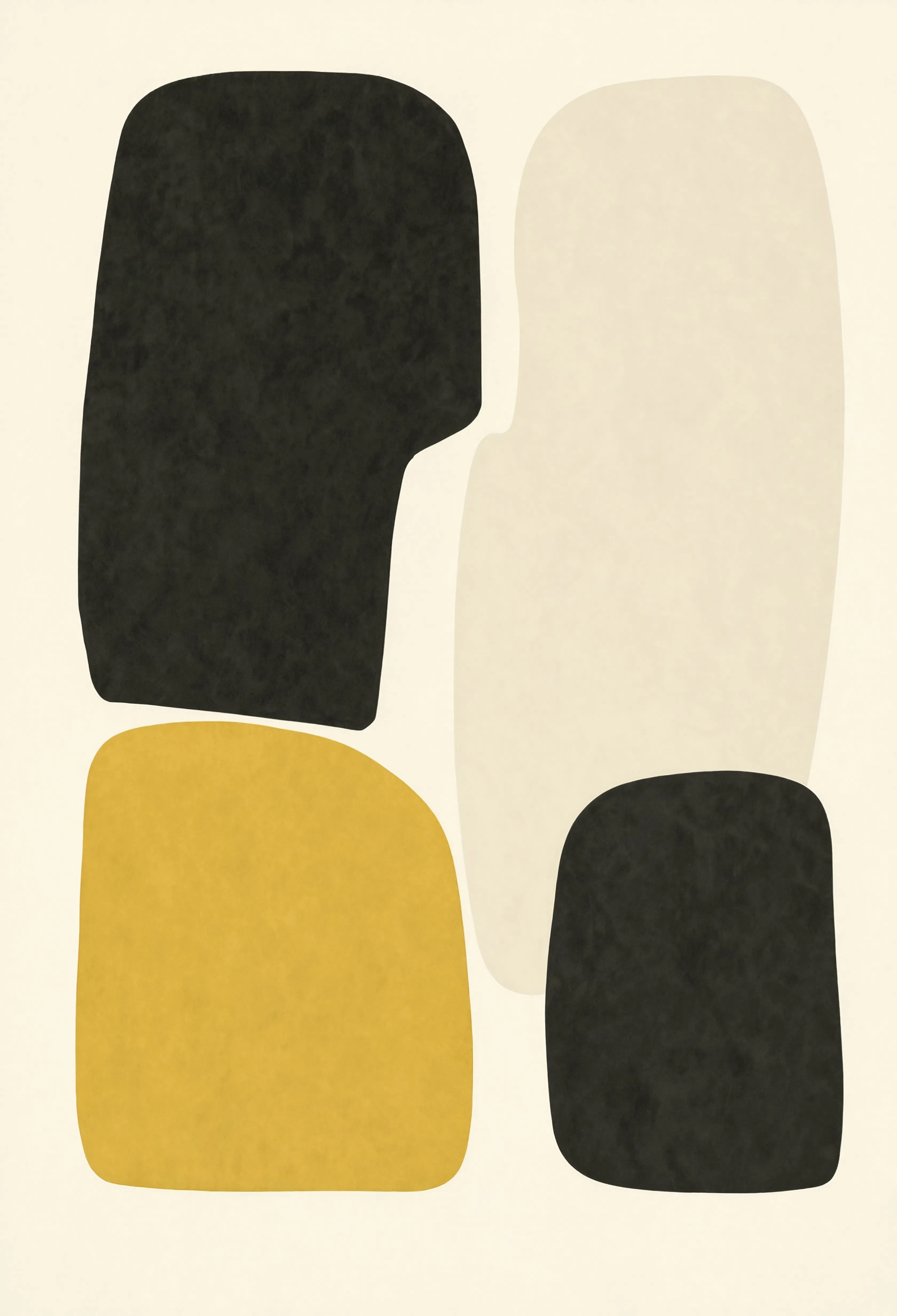 Black & Yellow Dot Composition | Minimalist Contemporary Wall Art Print