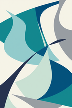 Set of 4 Abstract Shapes Prints – Plum Berry, Sunset, Cool Ocean & Earthy Greens
