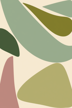 Set of 4 Abstract Shapes Prints – Plum Berry, Sunset, Cool Ocean & Earthy Greens