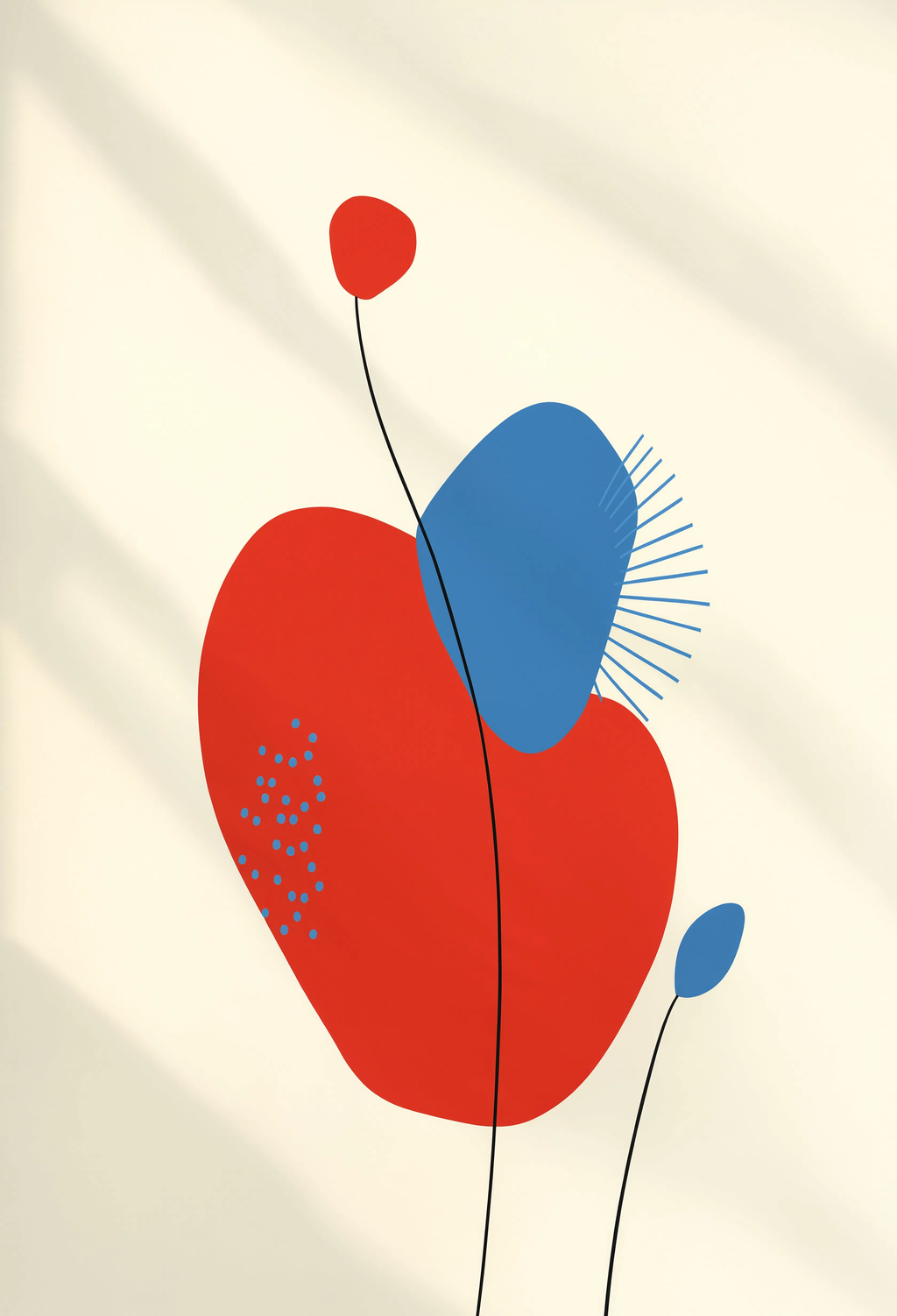 Bold Red & Blue Forms | Modern Abstract Wall Art Print