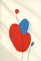 Bold Red & Blue Forms | Modern Abstract Wall Art Print