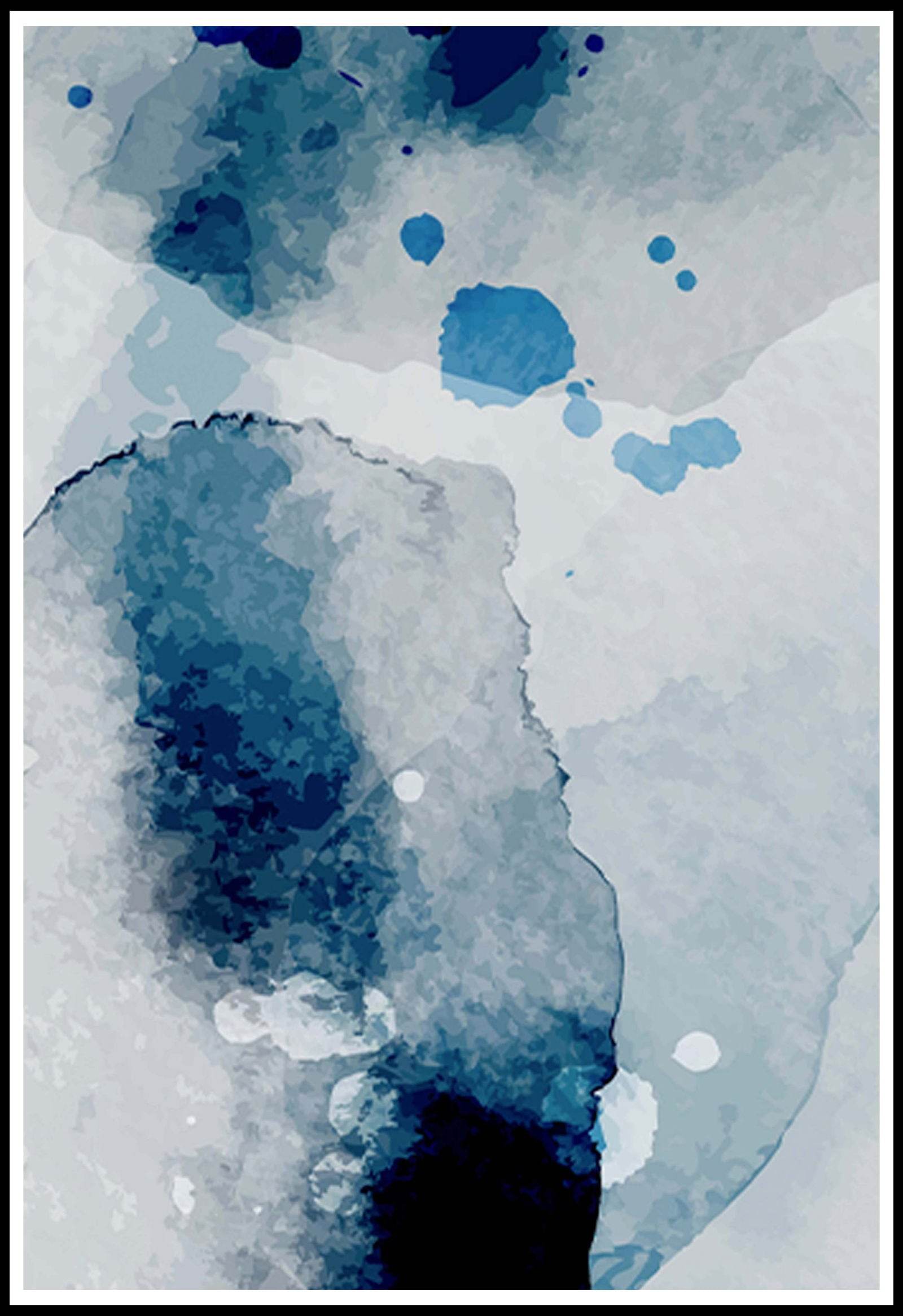 Abstract Blue Marks No 3 Poster - Hakyarts