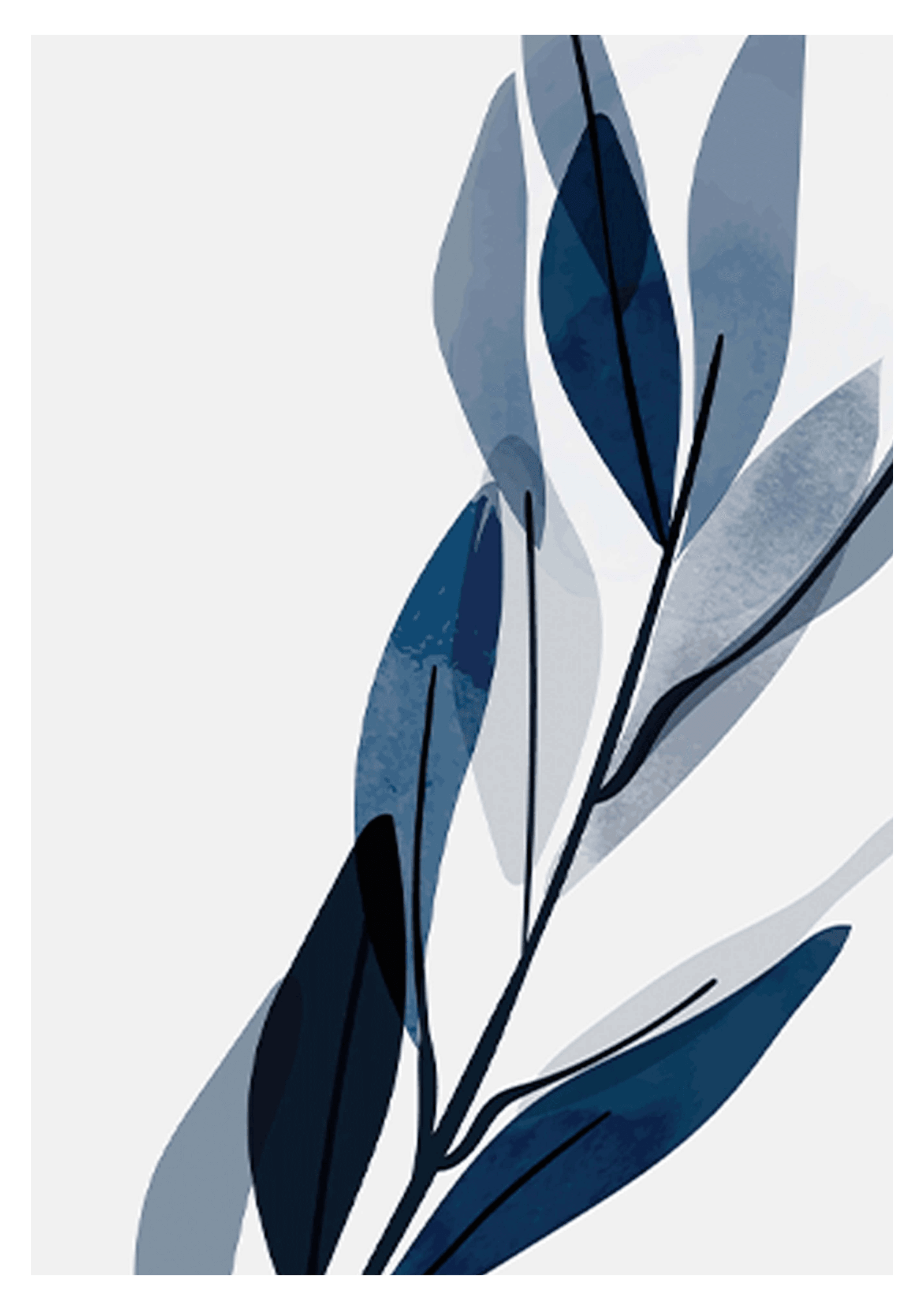 Abstract Blue Watercolour Leaves Posters Trio Pack - Hakyarts