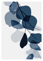 Abstract Blue Watercolour Leaves Posters Trio Pack - Hakyarts