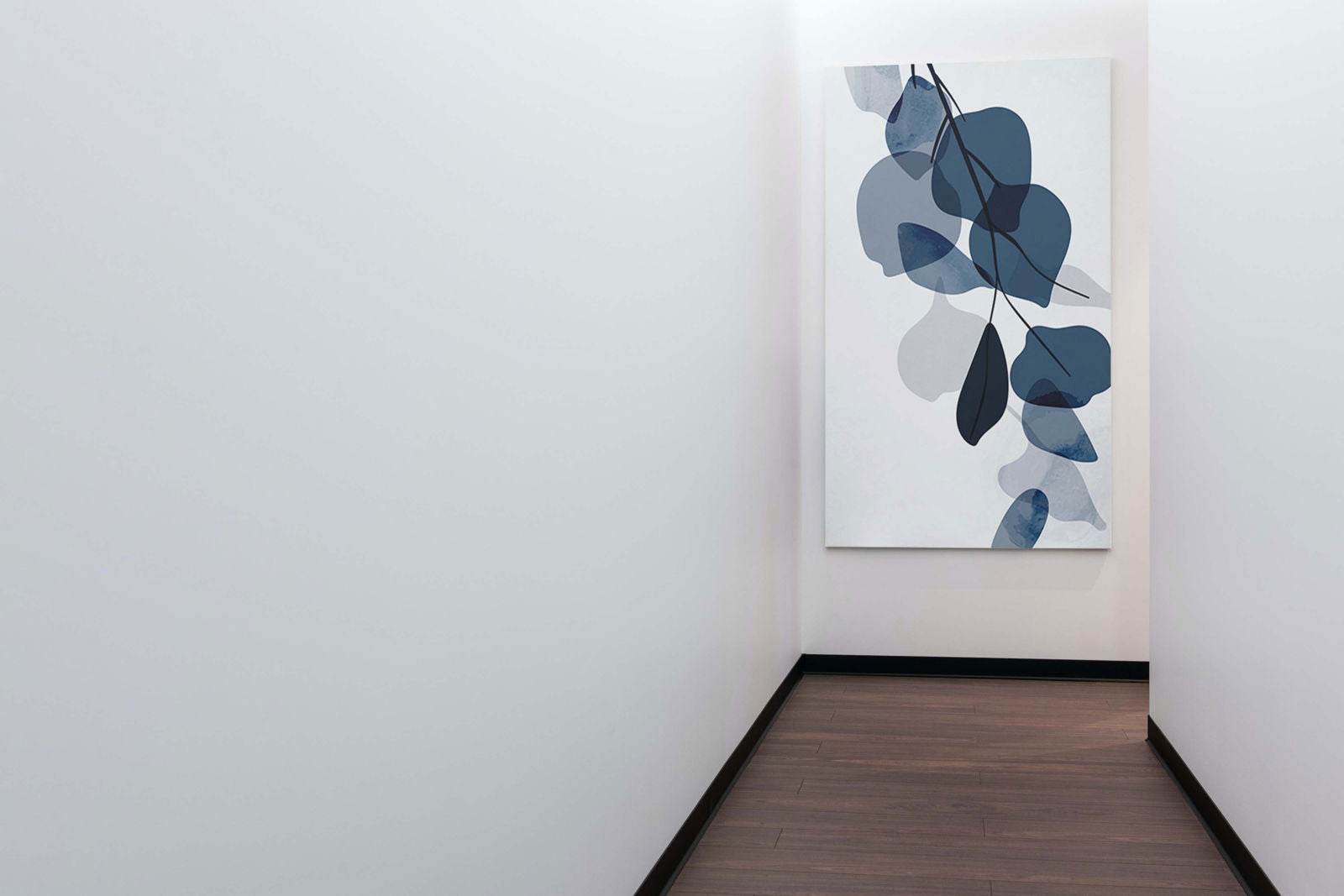 Abstract Blue Watercolour Leaves No 1 Poster - Hakyarts