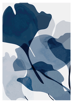 Abstract Blue Watercolour Leaves Posters Trio Pack - Hakyarts