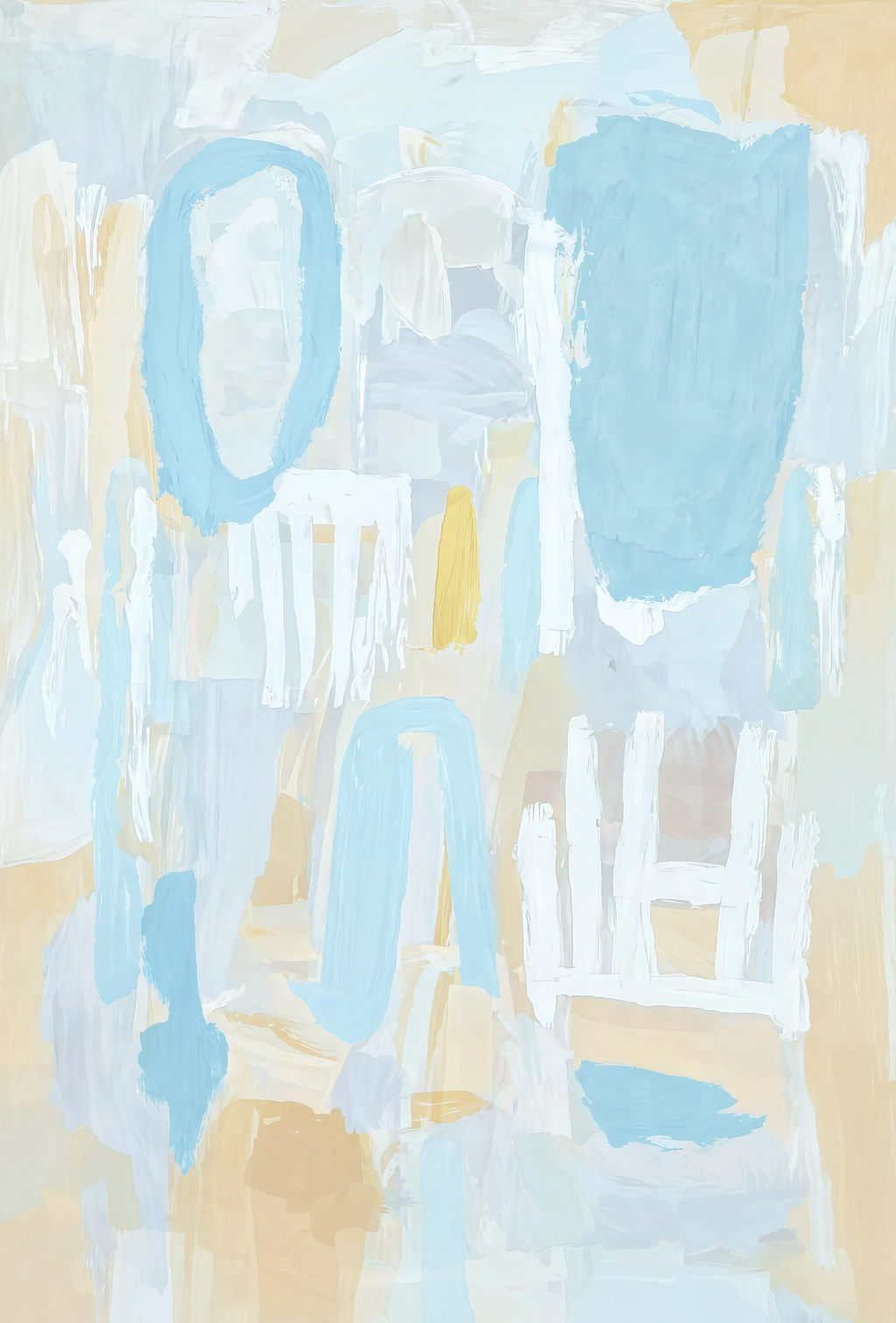 Set of 2 Abstract Shapes & Powder Blue | Contemporary Abstract Wall Art Prints