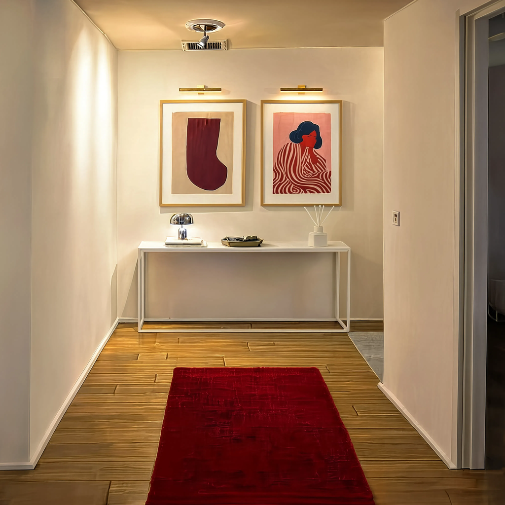 Set of 2 Burgundy Tonal Structure & Striped Expression | Contemporary Wall Art Prints