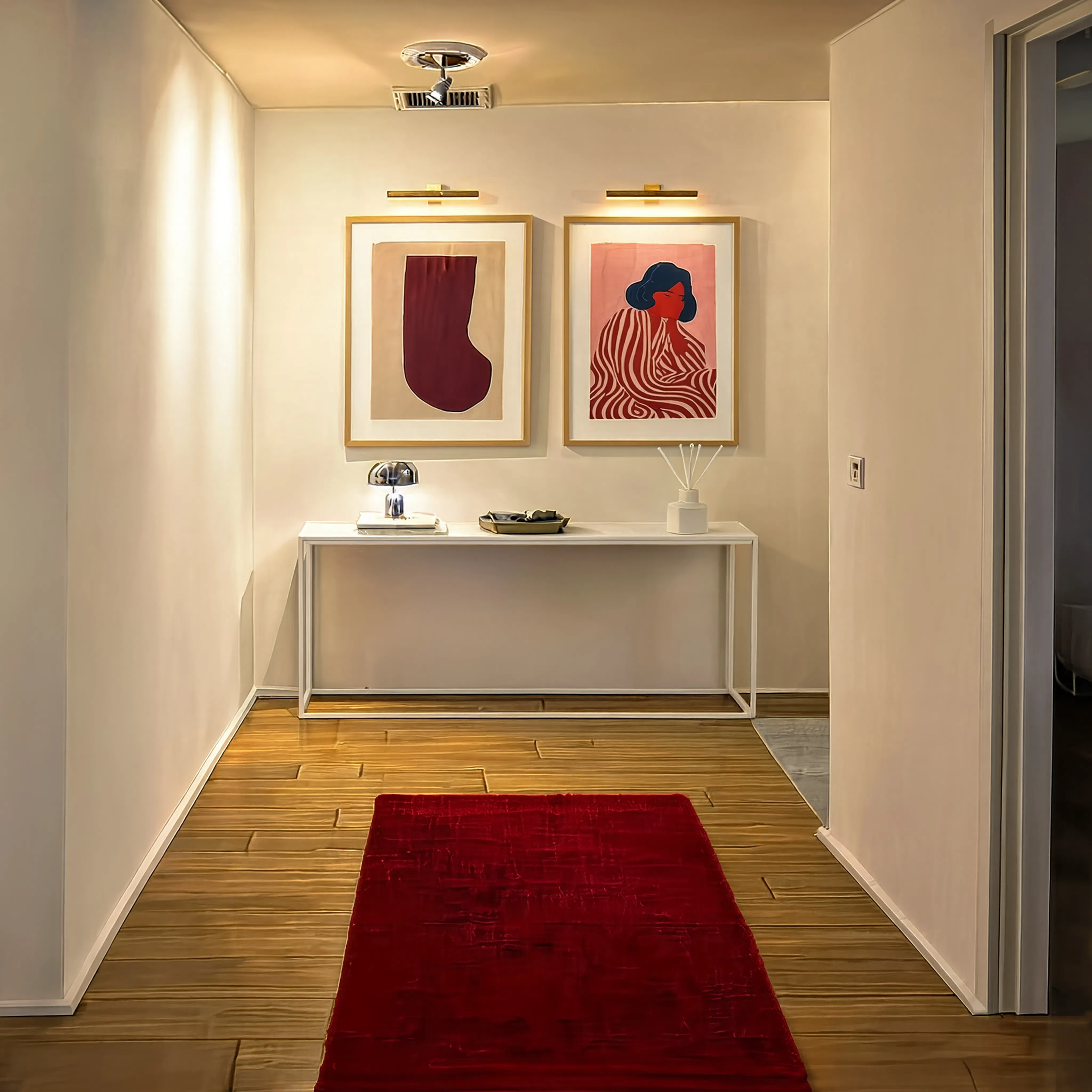 Set of 2 Burgundy Tonal Structure & Striped Expression | Contemporary Wall Art Prints