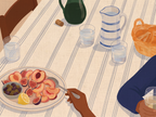 Canvas Print Peaches and Gossip | Contemporary Figurative Wall Art