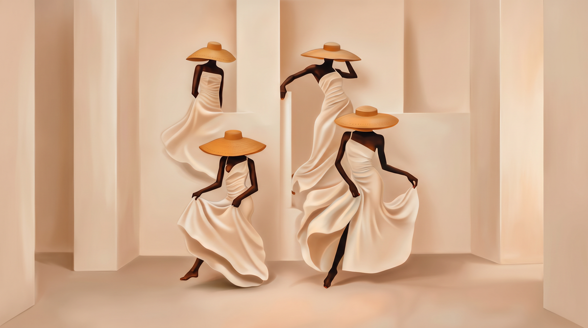 Canvas Print Gracious Black Women Pose | Contemporary Fashion Portrait Wall Art