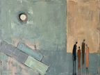 Canvas Print Teal Abstract Tall Figures | Contemporary Figurative Wall Art