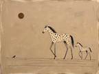 Canvas Print Horses in Sepia | Vintage Equestrian Wall Art