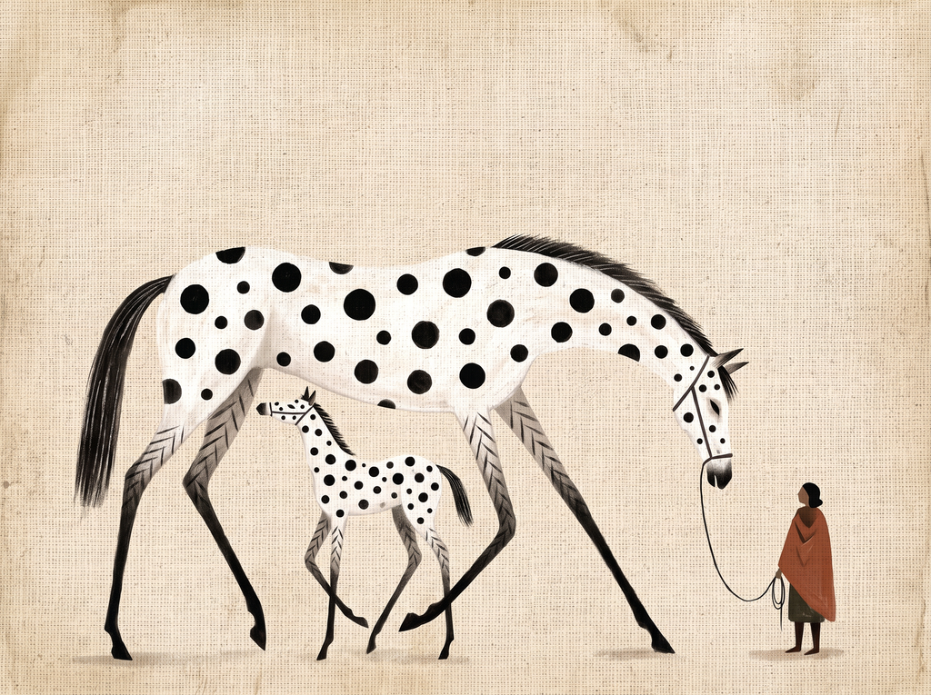 Canvas Print Spotted Horses Promenade | Contemporary Animal